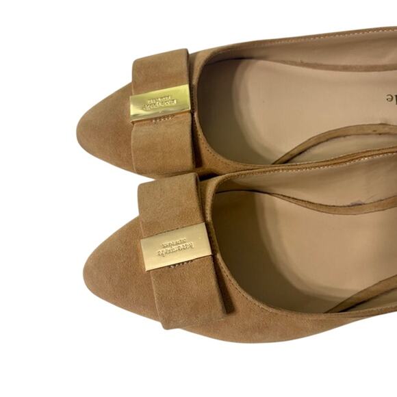 KATE SPADE Nora Suede Pointed Toe Bow Tan Flat  | 7 - Picture 8 of 11